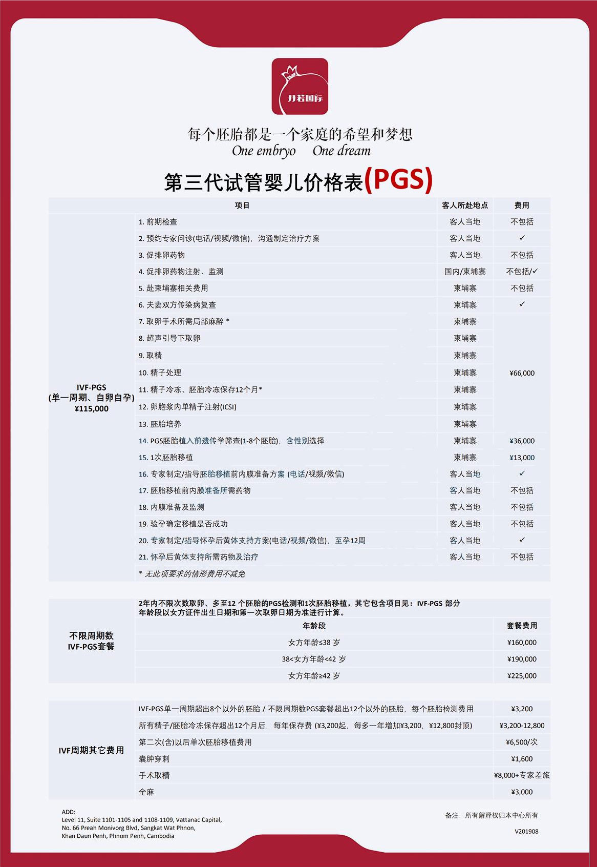 柬埔寨丹若国际生殖医院价格表